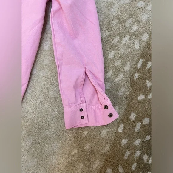 Ascot & Hart pink ribbed embroidered peace sign snap button jumpsuit size small - Picture 10 of 10